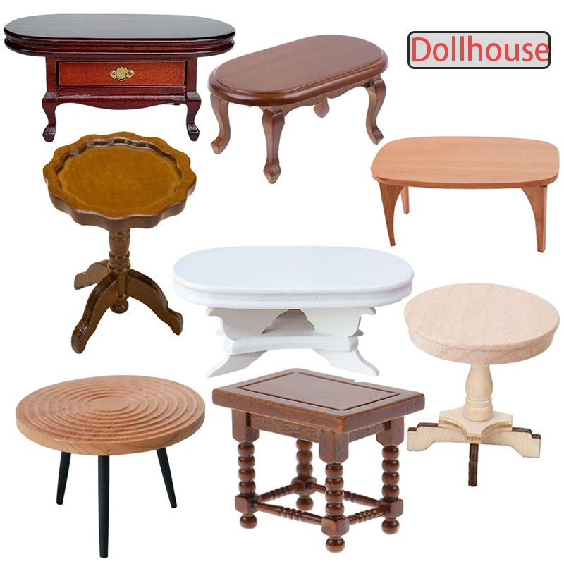 Home Furniture & Hardware Trading - 1:12 Dollhouse Miniature Round Table Tea