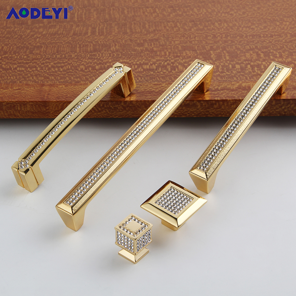 Furniture Hardware Gold - 24K Real Gold Sliver Crystal Drawer