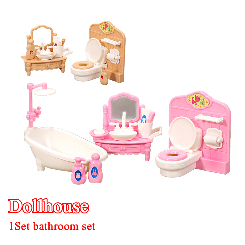 Home Furniture & Hardware Trading - 1Set 1:12 Dollhouse Miniature Bathtub Toilet