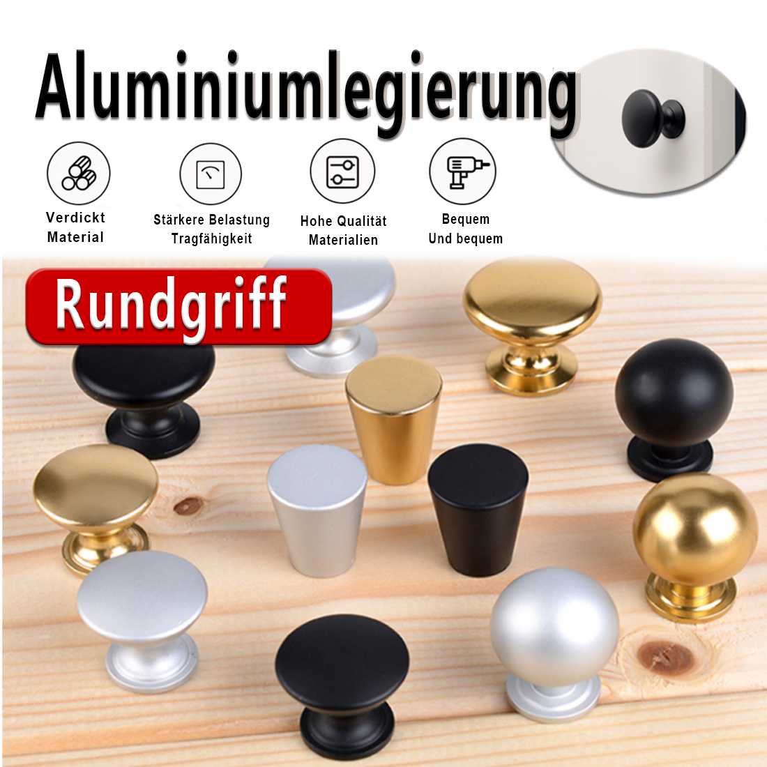 Furniture Hardware Manufacturer - 5PCS Aluminum Kitchen Cupboard Round Shape