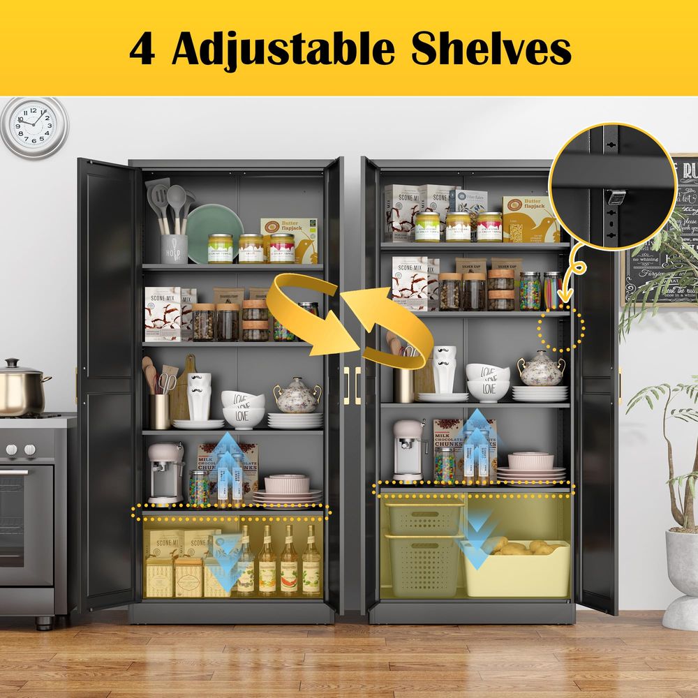 Pantry Cabinet,71Black Metal P - đánh giá và giá Furniture Hardware Gold
