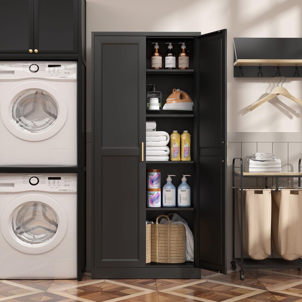 Pantry Cabinet,71Black Metal P - đánh giá và giá Furniture Hardware Gold