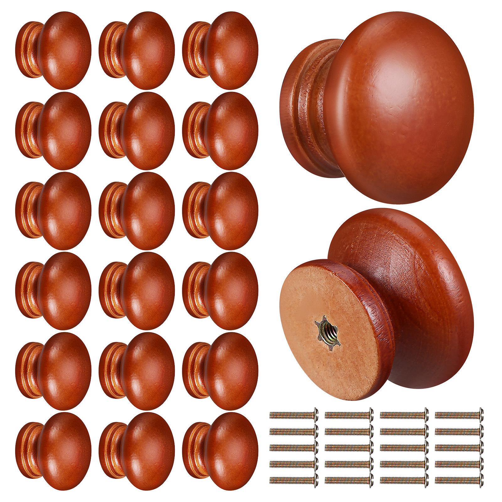 20Pcs Solid Wood Knobs Polishe - đánh giá và giá Cabinet Knob Round