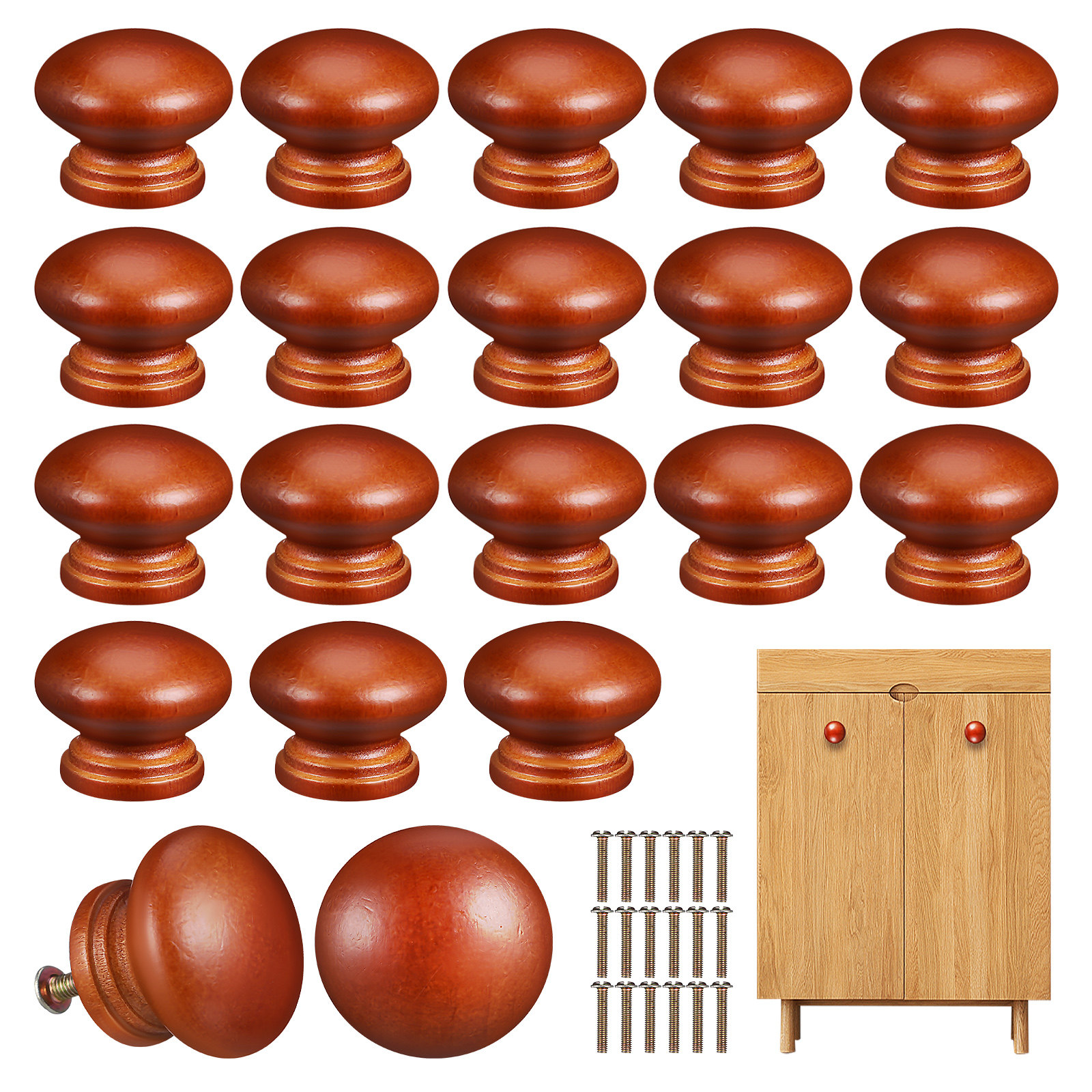 20Pcs Solid Wood Knobs Polishe - đánh giá và giá Cabinet Knob Round