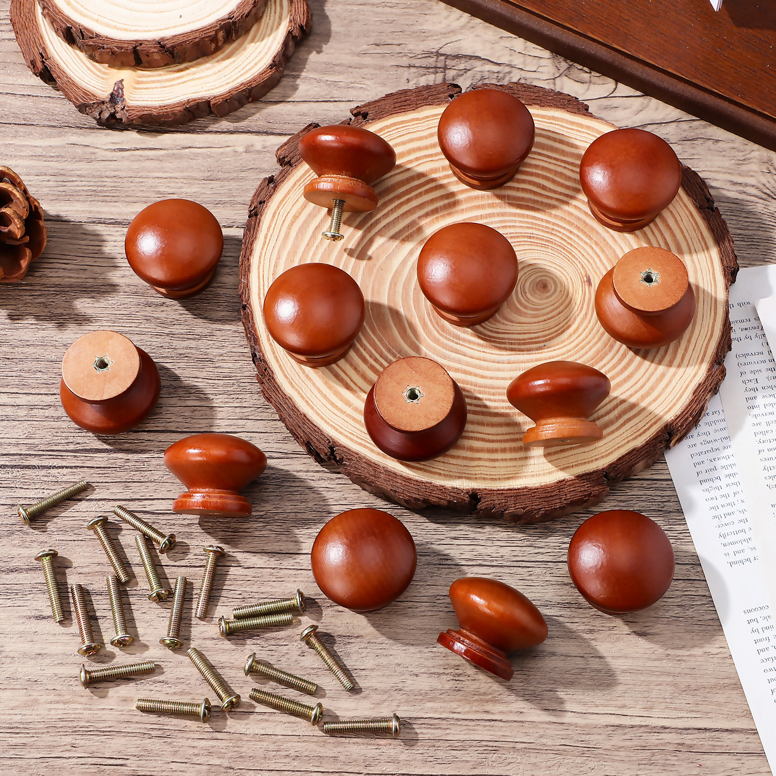 20Pcs Solid Wood Knobs Polishe - đánh giá và giá Cabinet Knob Round