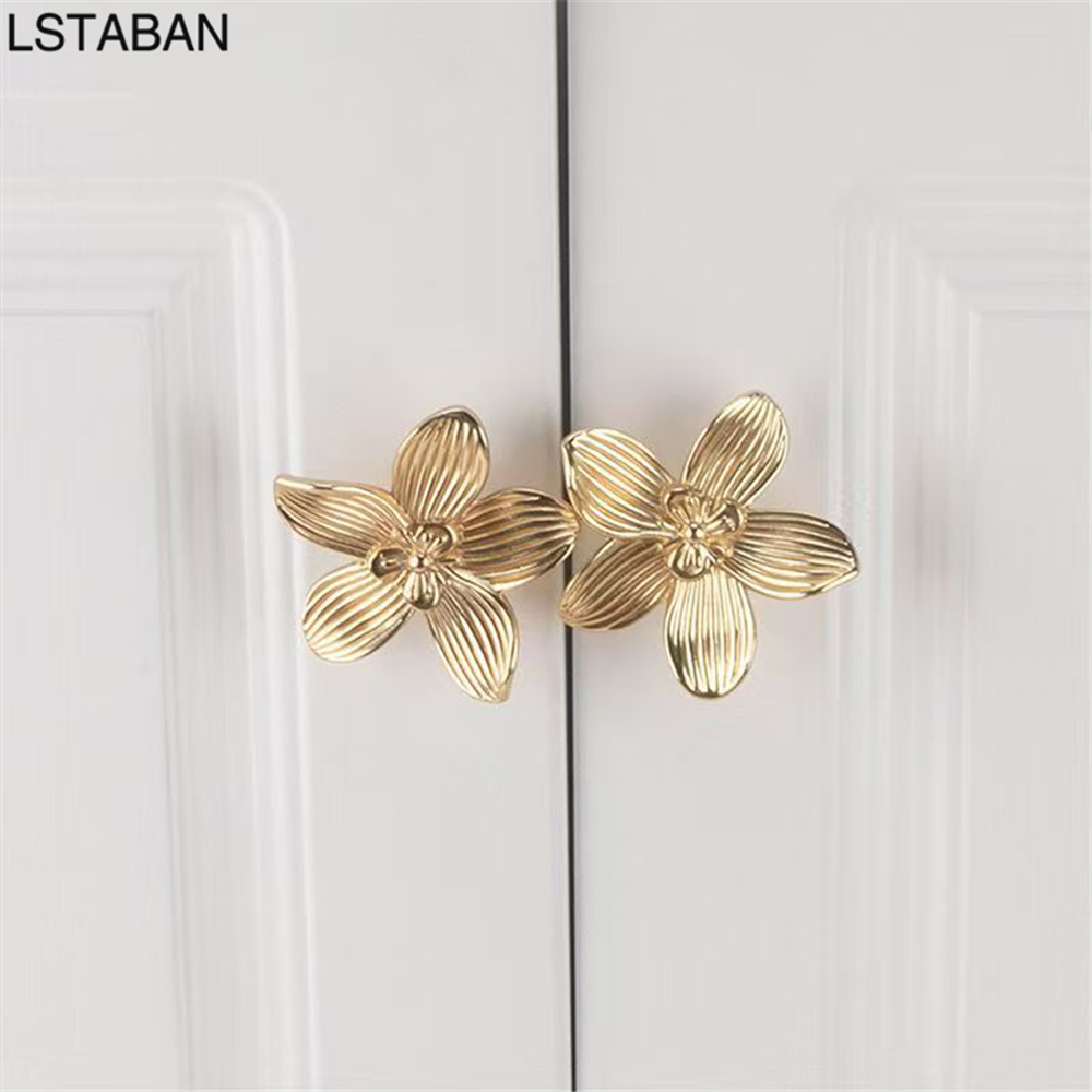Flower Shape Solid Gold Kitche - đánh giá và giá Furniture Hardware Gold